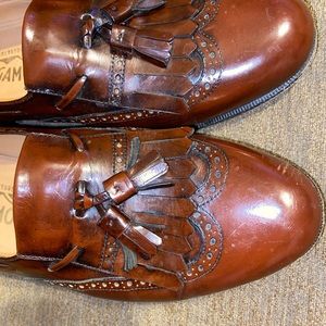 Salvatore Ferragamo brown leather kiltie tassel loafer